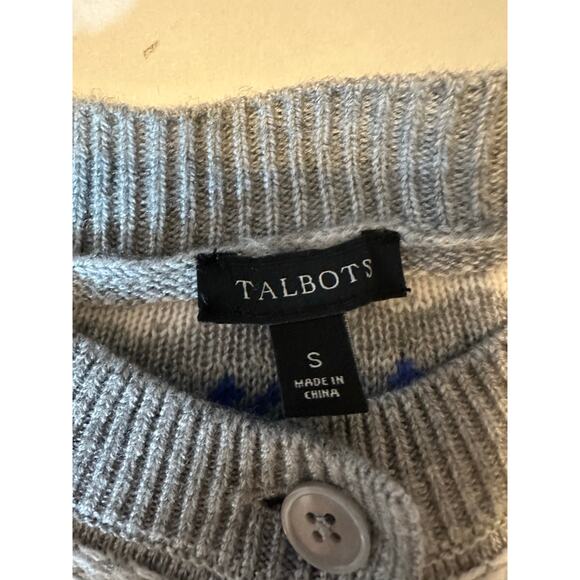 Talbots Size Small Cardigan Button Up Sweater Knit Nylon Lambswool Gray Blue - Picture 6 of 7